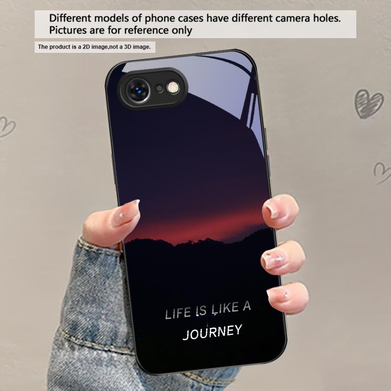 Lake Aurora Ice Surface For iPhone 17 Air 16 E 15 Plus 14 Pro Max 13 12 Mini 11 5 6 7 8 Plus XR XS Max SE Black Glass Phone Case