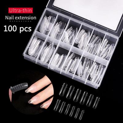 100/20 buc. Transparent Nail Art Quick Building Poly Gel Extensie pentru unghii Forme de matriță Instrument de manichiură