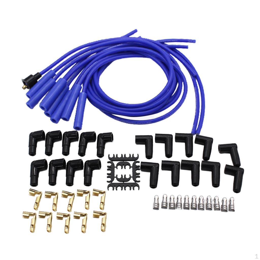 Universal 8mm Ignition Wire Set, 180 Degree Boots Spark Plug, Cable Easy to Install Directly Replace