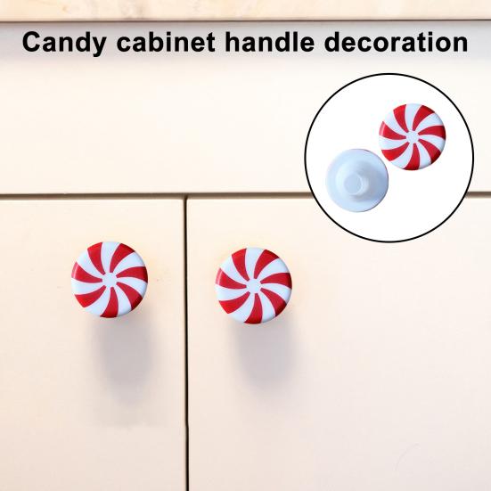 10/20/24Pcs Cabinet Door Knob Cover Christmas Peppermint Candy Drawer Closet Dresser Wardrobe Door Pull
