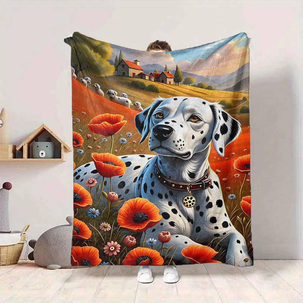 1pc Dalmatian dog Blanket Lightweight Blanket Throw Blanket For Sofa, Bed, Travel, Camping, Livingroom, Office yy251010072