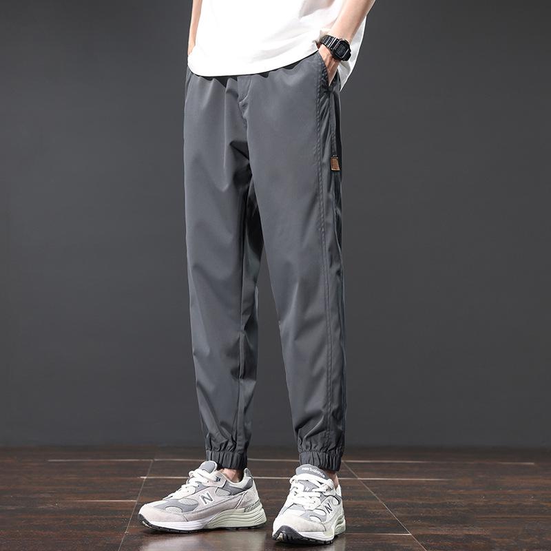 Men's Spring/Summer Ice Silk Sports Pants - Versatile, Comfortable, Breathable, Loose-Fit Casual Style.