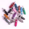 Bohemian Style Agate Crystal Quartz Hexagonal Bullet Pendant Necklace