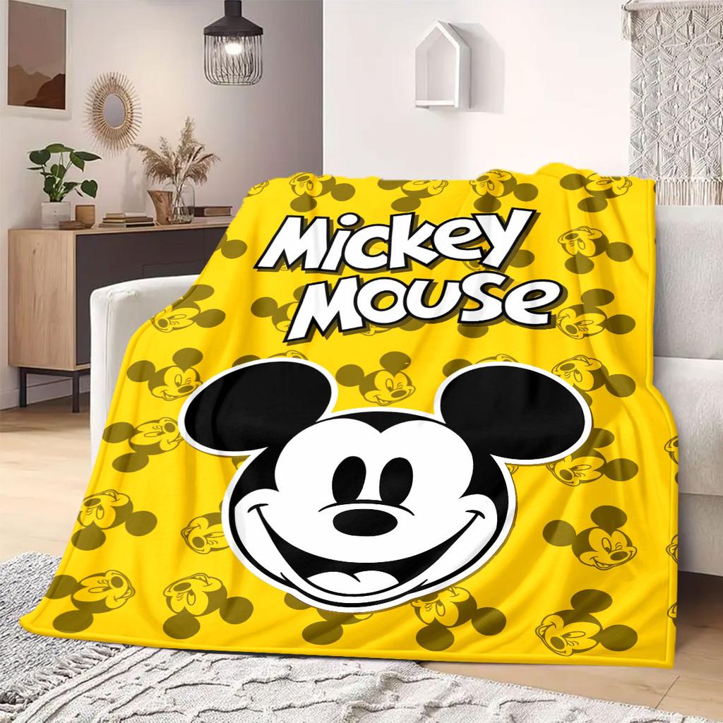 Mickey Flannel Blanket Cartoon Print for Travel Picnics Bedrooms Sofas Beds Chairs Home Decor All Seasons Unique Style