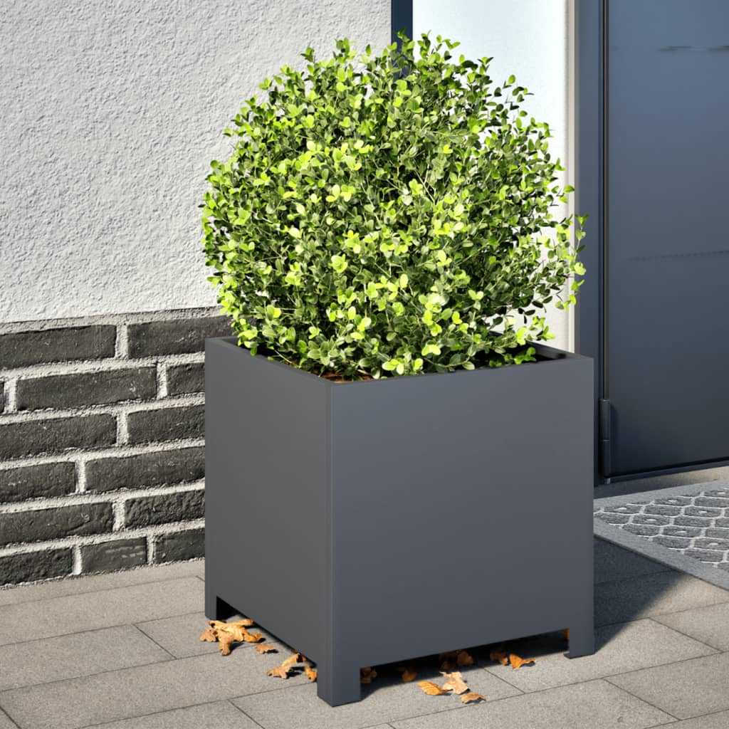 Vidaxl Garden Planters, 2 Pcs, Anthracite, 40X40X40 Cm, Steel