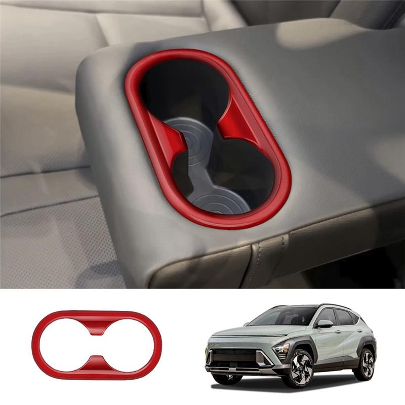 Car Rear Back Seat Water Cup Holder Panel Trim Frame For Hyundai KONA 2024+ Car Interior Replacement Accessories C
