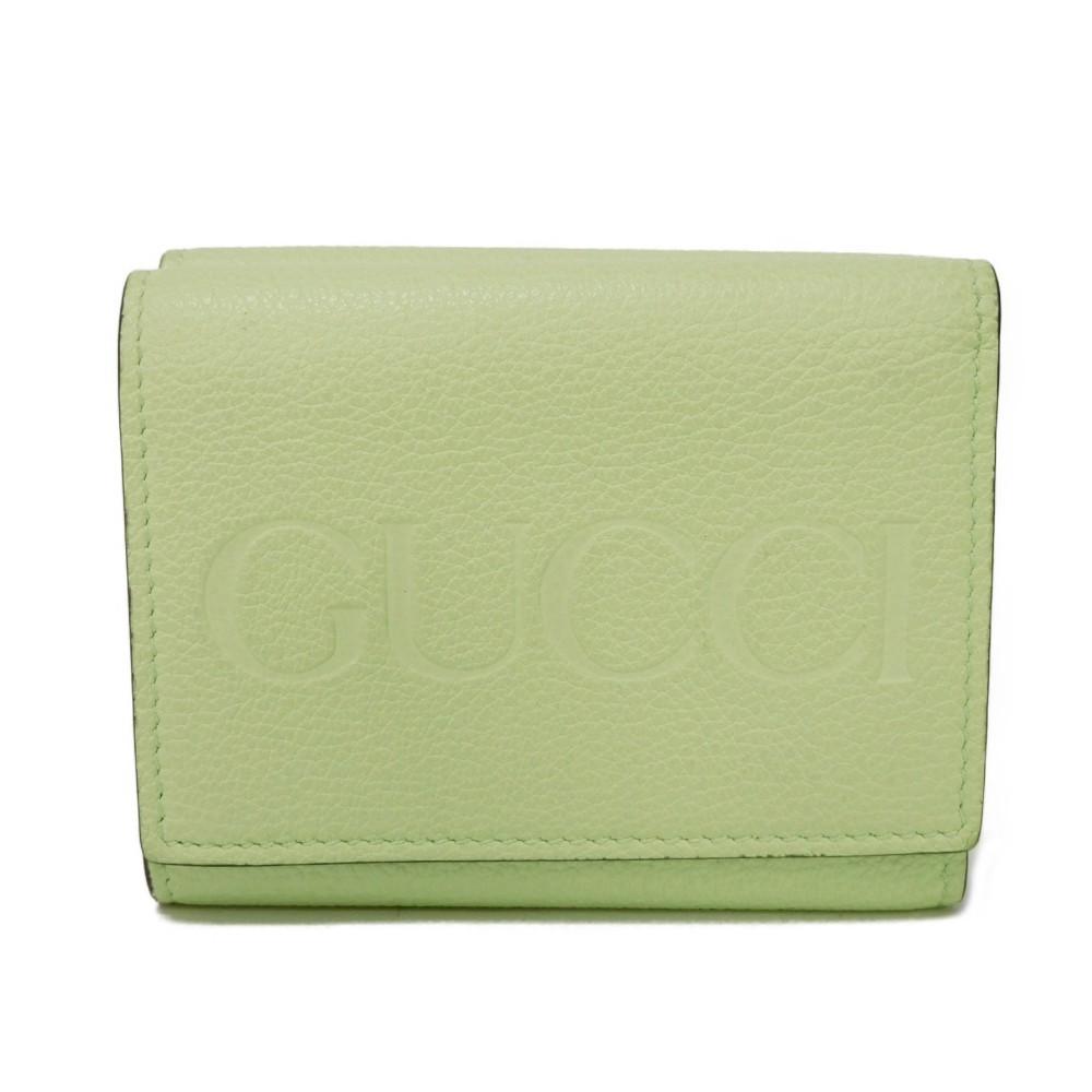

Used 9539 Embossed Logo Mini Wallet 731694 0E8IG 3801 7942 Pastel Trifold Compact Japan Exclusive Light Green Unisex