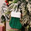 3pcs Hanging Candy Gift Bag Mini Cutlery Cover Crafts Christmas Knitted Socks  Gift
