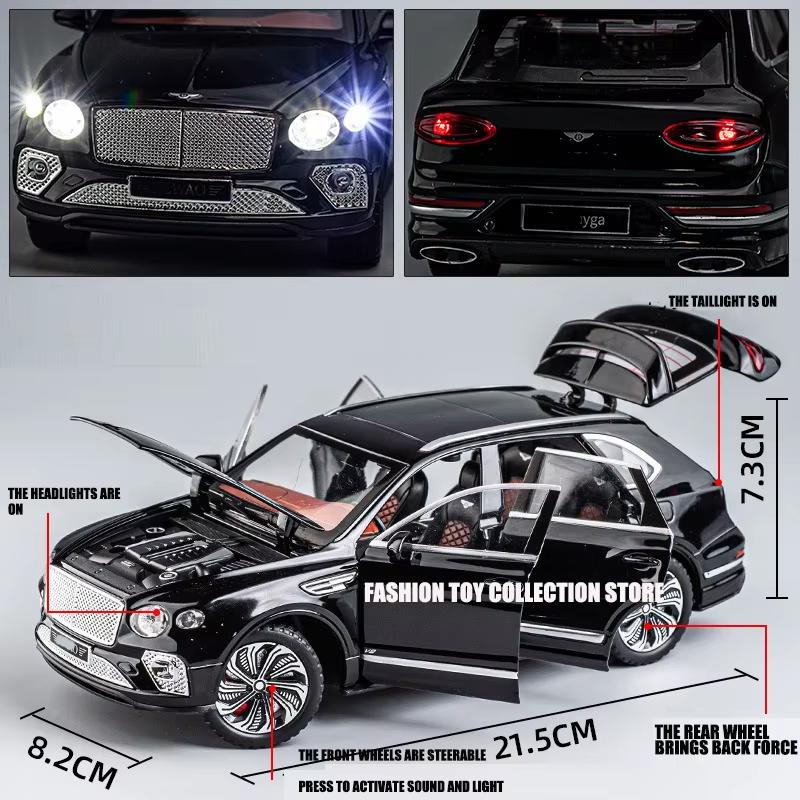 1:24 Bentley Bentayga Alloy v plném měřítku Model auta litý pod tlakem Šestidveřový design Starry Sky Top Simulace Britské luxusní auto Autíčko pro chlapce Dárková kolekce