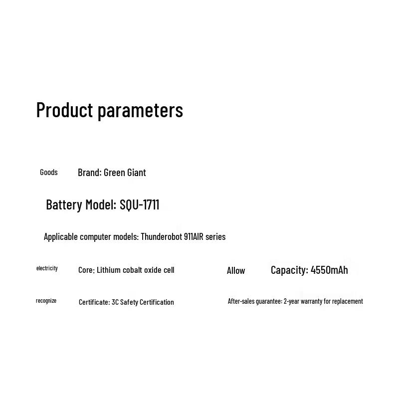 llano Laptop Battery for Thunderobot 911 Series