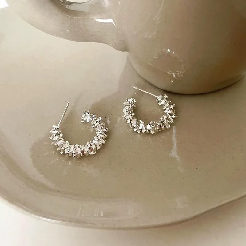 LATS New Fashion Trend Unique Design Elegant Exquisite Irregular C Shape Earrings Female Zircon Party Premium Gift Wholesale