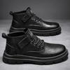 Leather Martin boots Men's outdoor thick-soled mid-top British leather shoes First layer cowhide boots High top trendy tooling leather boots