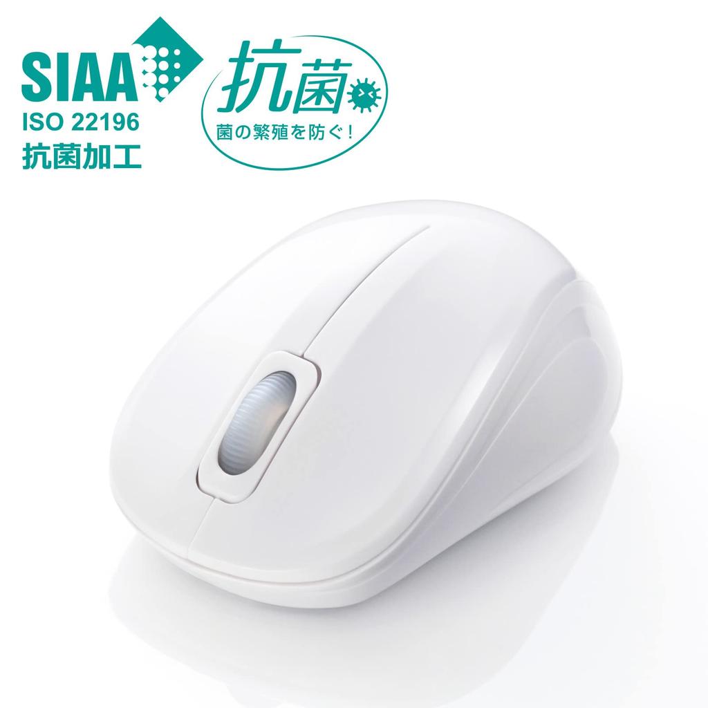 Sanwa Supply Silent Wireless Blue LED Mouse Antibacterial, (White) MA-WBSK315W