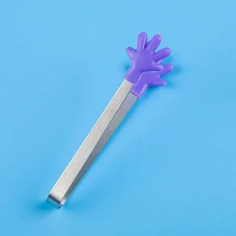 1 STK Små mattang, minitang i rustfritt stål med silikonspisser, for matlaging Grilling BBQ Buffet, 5 tommer