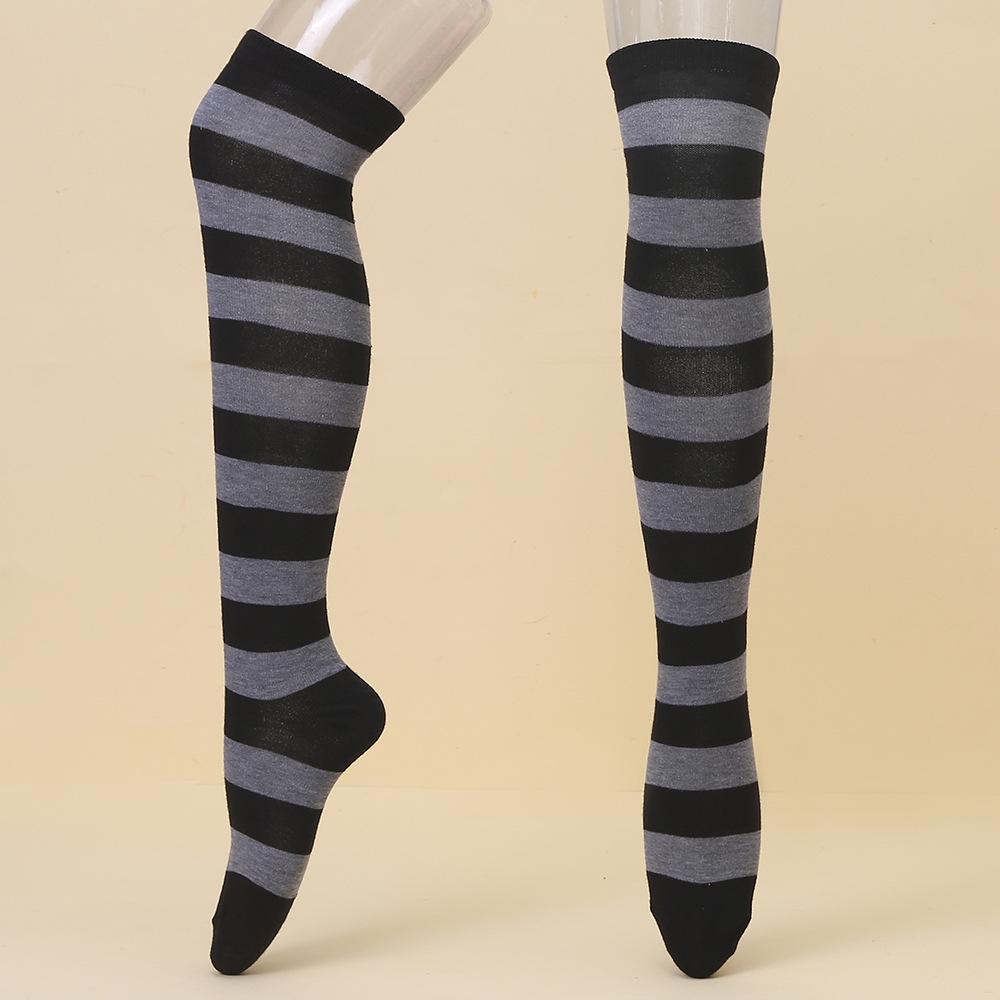 European & American Halloween Christmas Striped Over-the-Knee Socks for Women's Cosplay