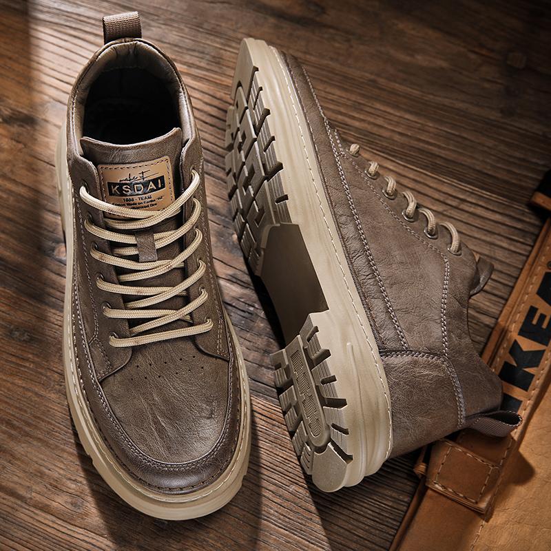 Fashion Fashion Genuine Leather Casual Shoes Thick Bottom Comfortable Outdoor Lace-up Walk Shoes Classic Versatile Men's Business Shoes