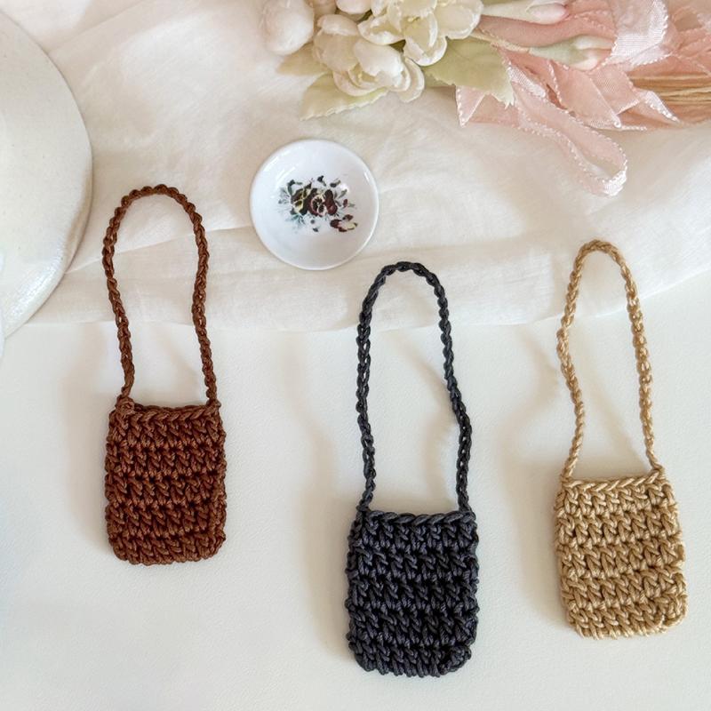 Hand-Crocheted Flower Bag For 15/17Cm Doll Dollhouse Kids Toys Doll Satchel Baby Clothes Cute Doll Accessories