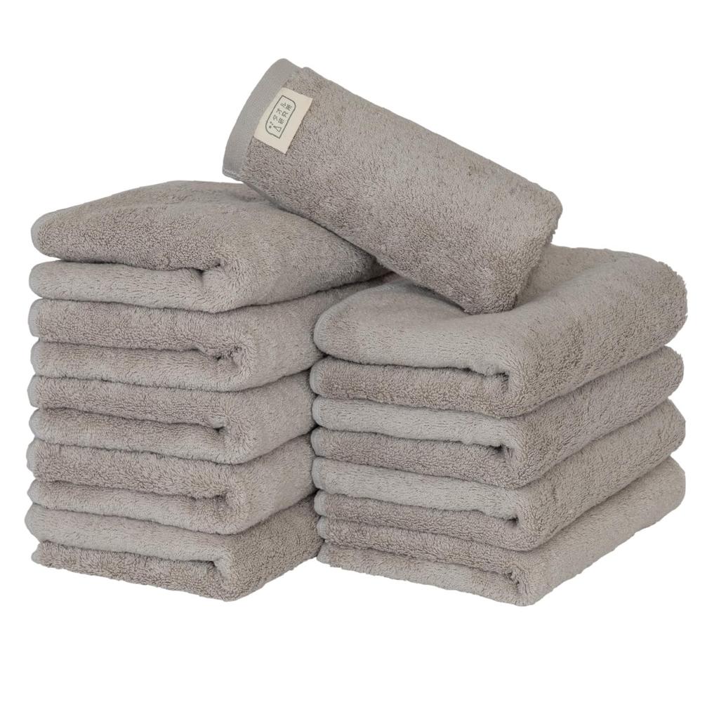 Towel Laboratory Face Light Fast JapanTechnology [Volume Rich] #003 Towels, Gray, 10-Piece Set, Hotel-Grade, Thick, Fluffy, High-Breathability,