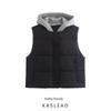Kaslead New Arrival Women's Clothing Fashion Style Fashion Minimalist All-Matching Hooded Patchwork Cotton-Padded Jacket Vest 3046231