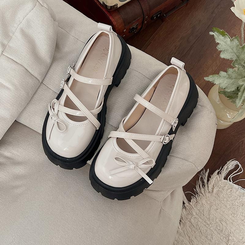 

Butterfly-knot High Heel Mary Janes Square Heel Round Toe Women s Shoes on Sale 2024 Brand Solid Spring/autumn Pumps Salto Alto