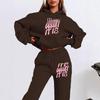 Women's Autumn Letter Print Hooded Sweatshirt Set