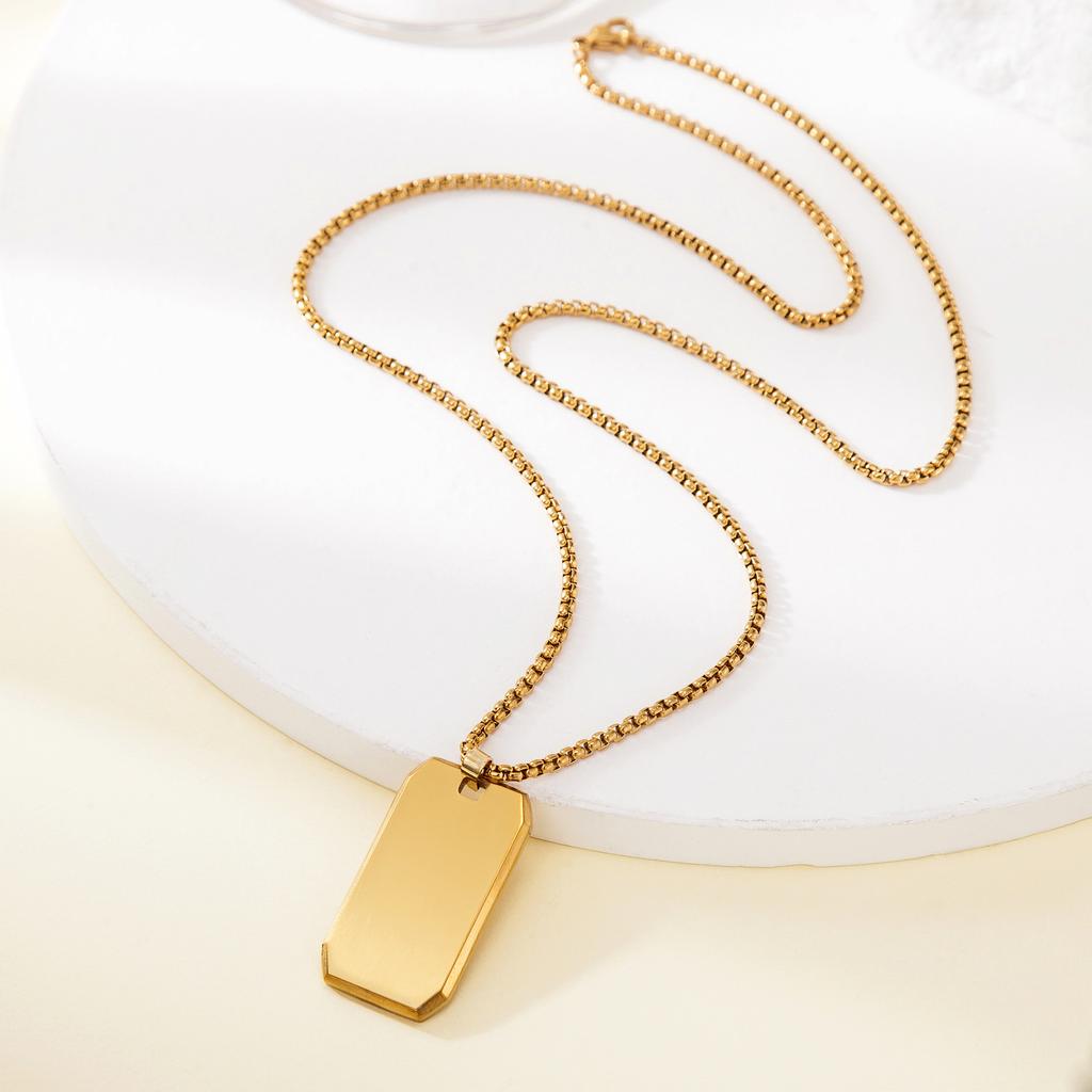 Glossy Military Brand Pendant European and American Men's Tag Necklace Accessories Long Chain