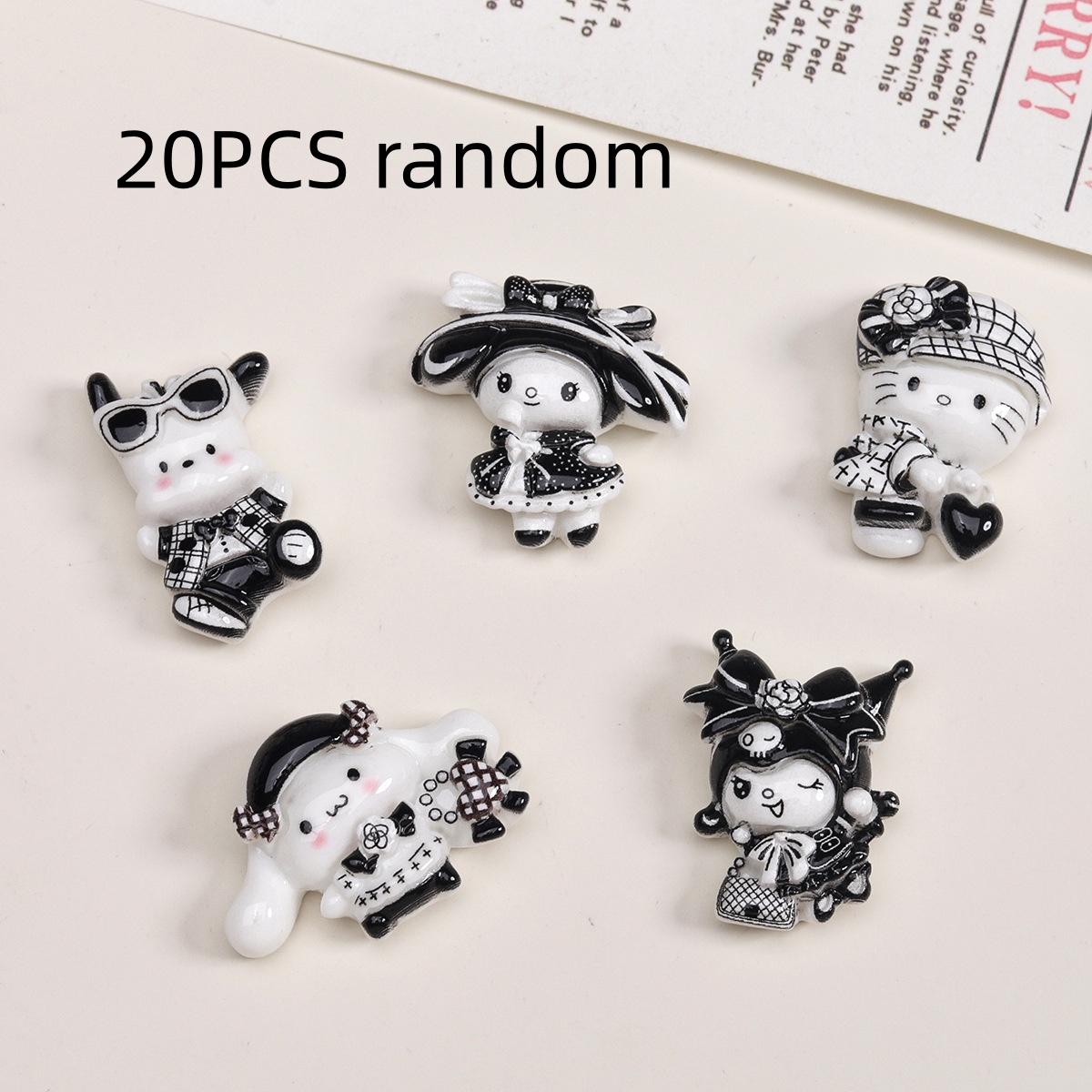 

20/100PCS Cartoon DIY Resin Accessories Accessories Black and White Cream Gel Hair Clip Phone Case Shoe Buckle Pendant