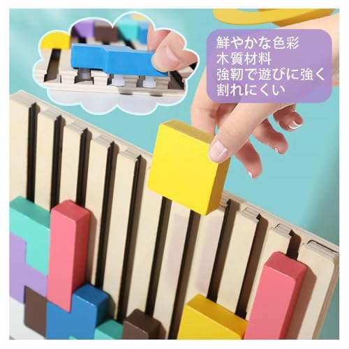Wooden Tetris Puzzle Toy Game, 3D Wooden Montessori Puzzle Toy, Math Building Blocks, for Adults and Children, Party, Tabletop Gift (Acrylic)