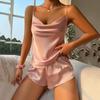Dámský set tílka bez zad a šortek z ledového hedvábí - Sexy jarní/letní noční prádlo
