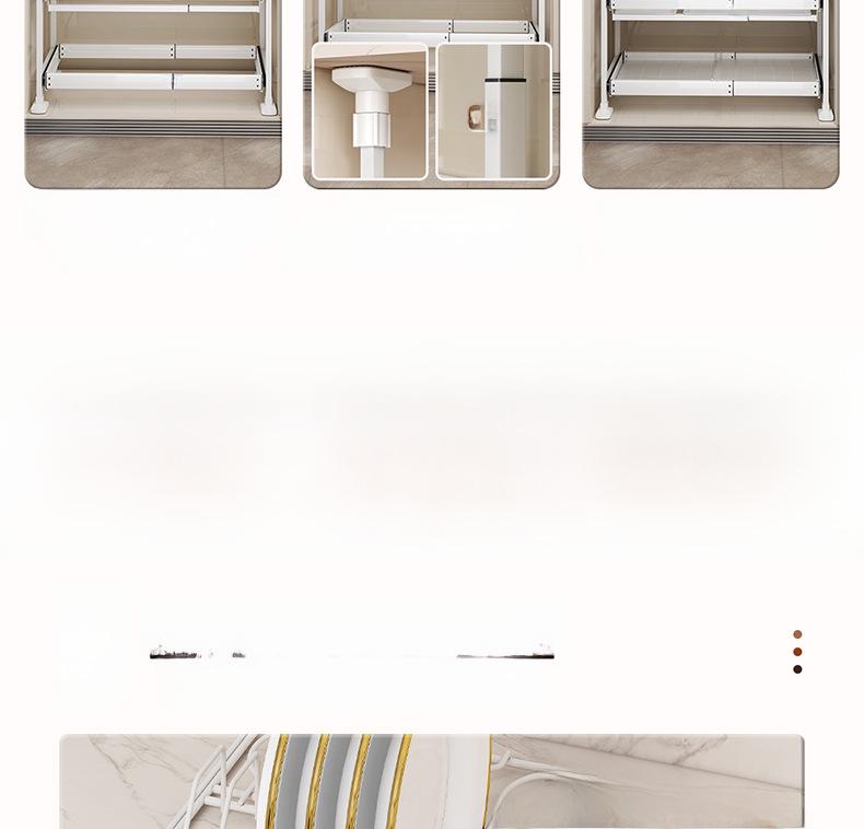 Under-Sink Kitchen Cabinet Storage Rack with Drawer and Tiered Basket