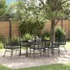 VidaXL 7-piece Garden Dining Set with Cushions, Black Poly Rattan 3380859