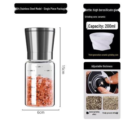 Manual Stainless Steel & Glass Spice Grinder