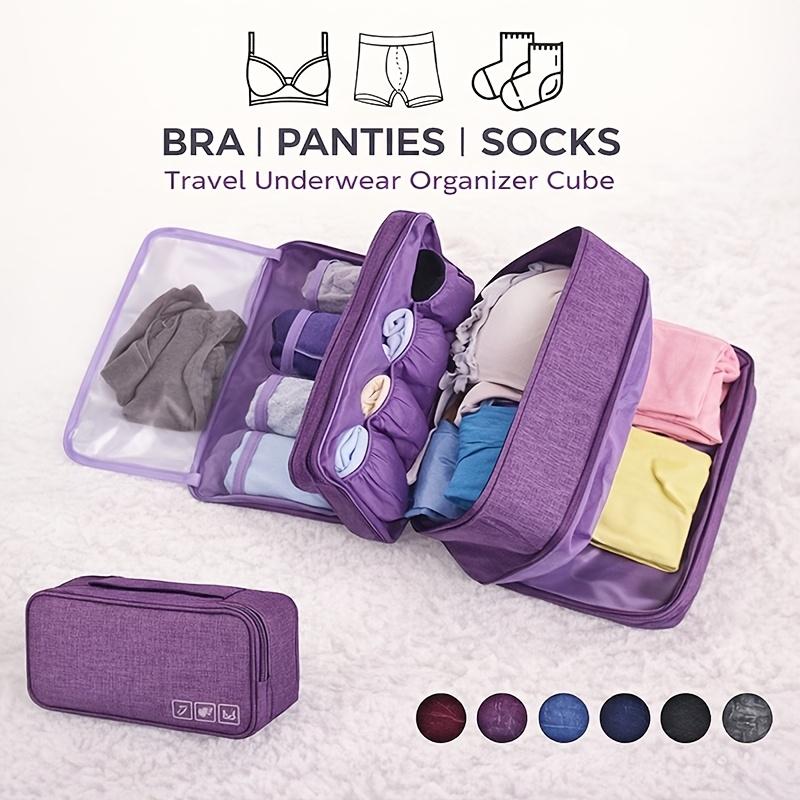 Travel Underwear Organizer Foldable Zipper Pouch Lingerie Bra Sock Hanging Durable Fabric Space Saving Suitcase Storage Gear