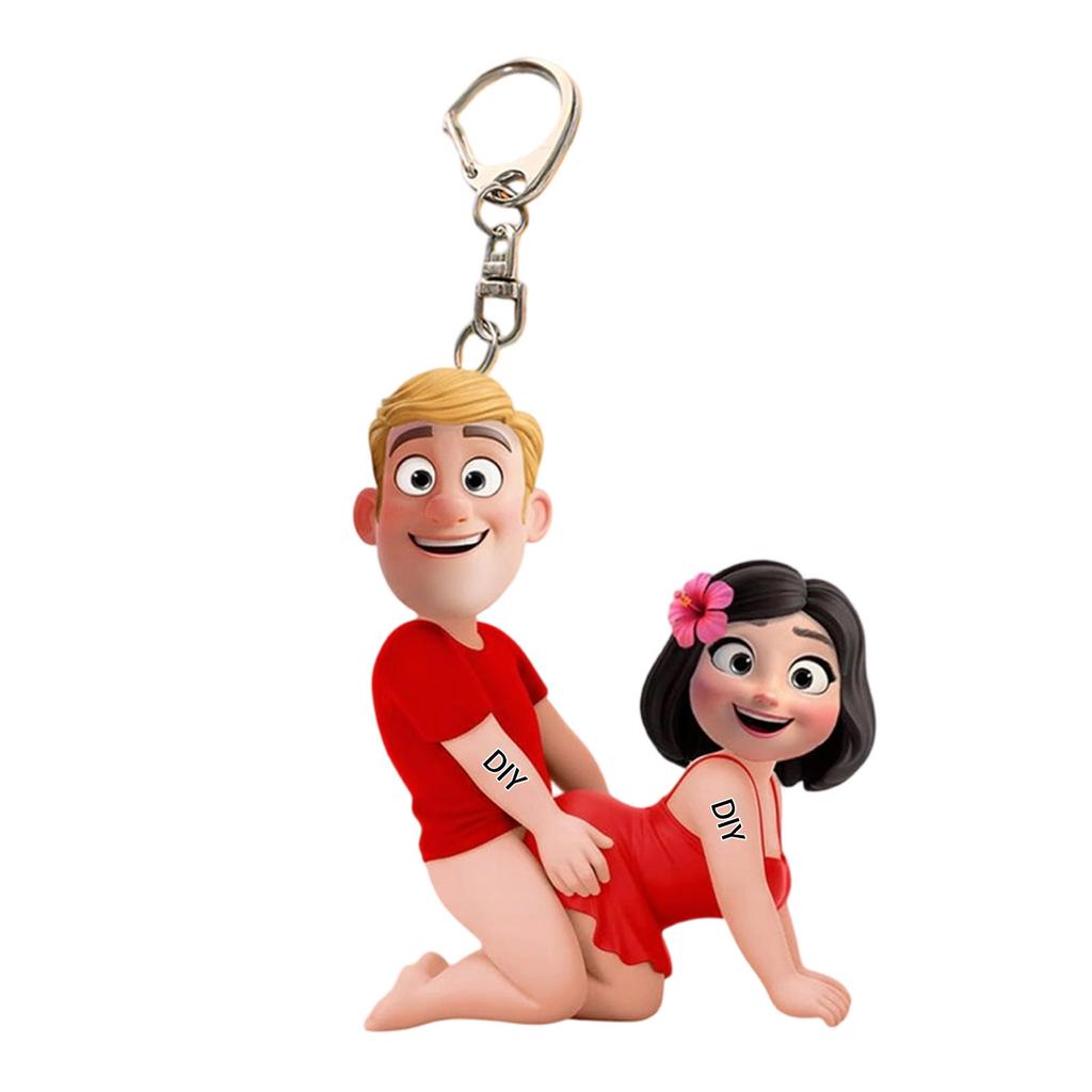 Personalized Couple Keychain - Gifts For Couple Funny Boyfriend Girlfriend Husband Wife Anniversary Valentine Day Gag Present Key Ring,2D,