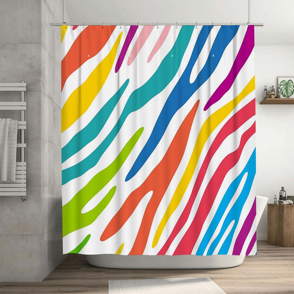 Colorful Abstract Shower Curtain Modern Art Bathroom Decor Waterproof Fabric Liner Set Artistic Pattern Home Textile