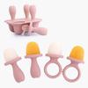Stampo per ghiaccioli in silicone 4 fori Dentizione per bambini Masticare Stampo per ghiaccioli Gelato Stampo per ghiaccioli Ghiacciolo Ghiaccio Contenitore per conservazione alimenti per bambini
