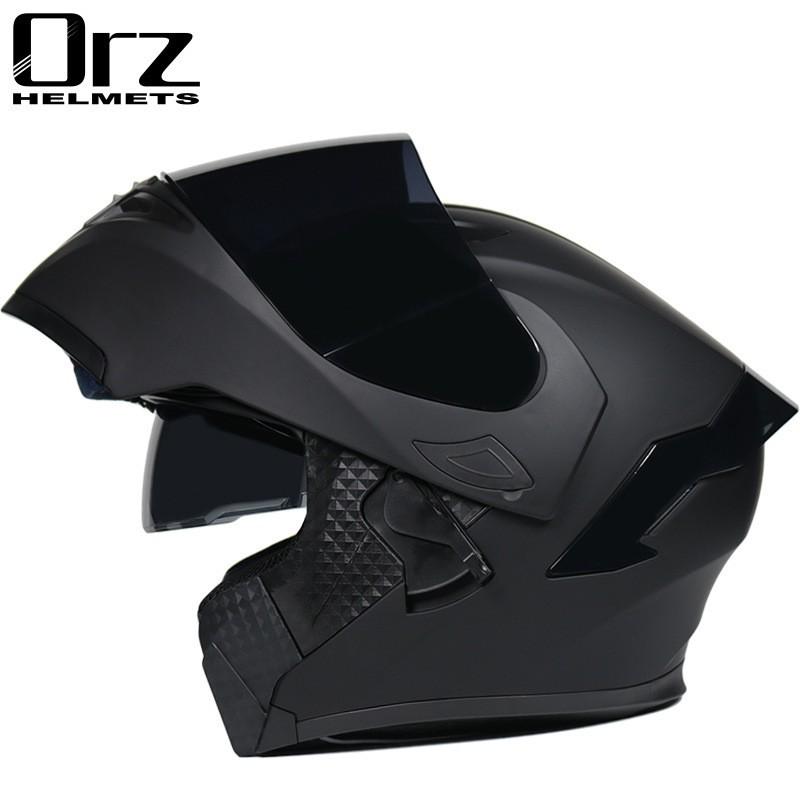 Full Face Motorcycle Helmet With Visor Flip-Up Men Women Adult ABS Safety Winter Riding Gear Gray Black