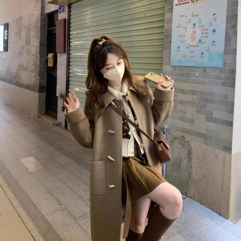 Winter New Woolen Coat Small Thickened Medium and Long