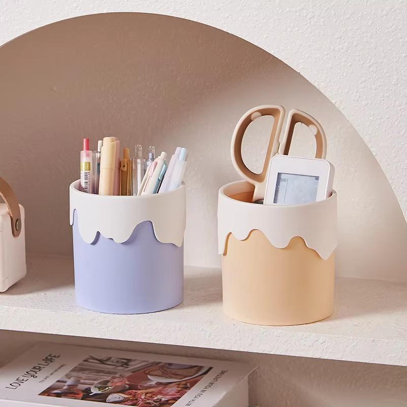 kawaii Ice Cream Pen Holder Cosmetic Brush Storage Holder Desk Stationary Organization Storage Box Office School Supplies