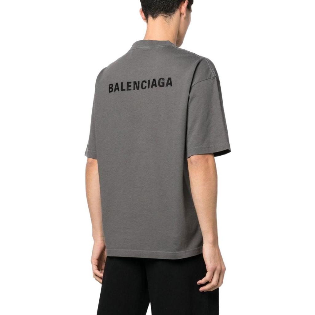 Balenciaga Embroidered-Logo Cotton T-shirt 'Grey' Men's 612966TNVG91300