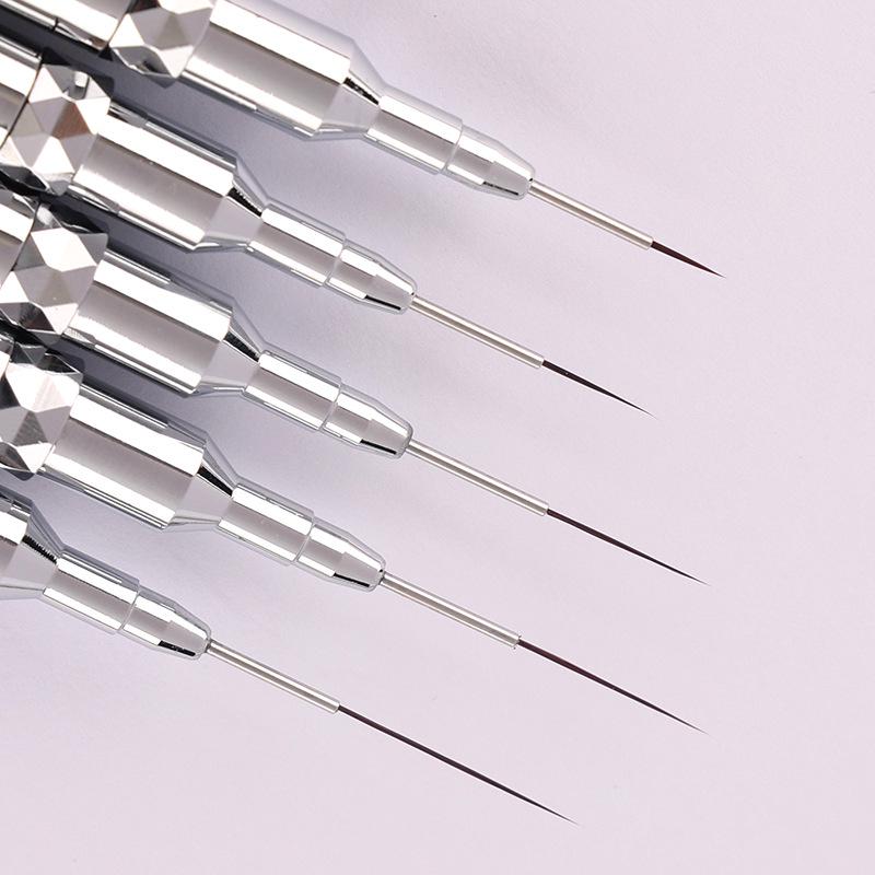 Ultra-Fine Nail Art Liner Pen Set with Metal Handle and Detachable Cap for Professional Nail Artists
