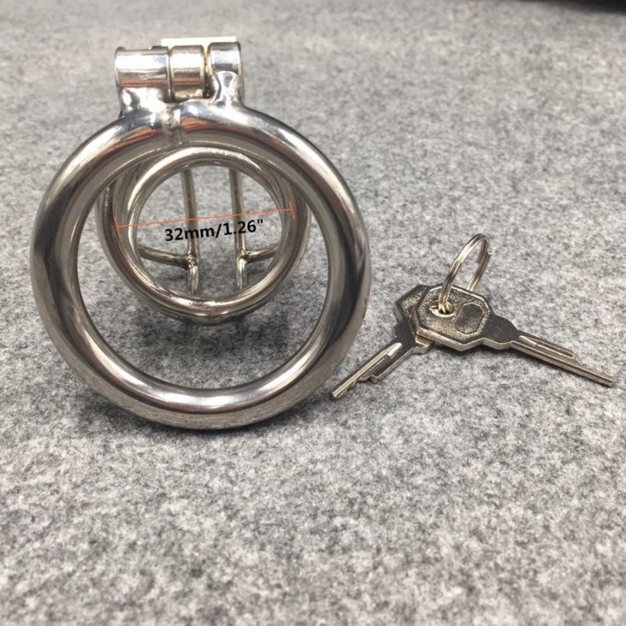 Male Chastity Device Stainless Steel Metal Co-ck Ring Cage