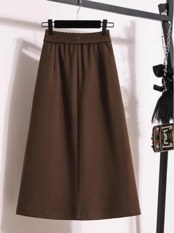 Damen High-Waist Samt A-Linien Midikleid - Figurschmeichelnd, Schlankmachend, Herbst/Winter Stil mit Schlitz