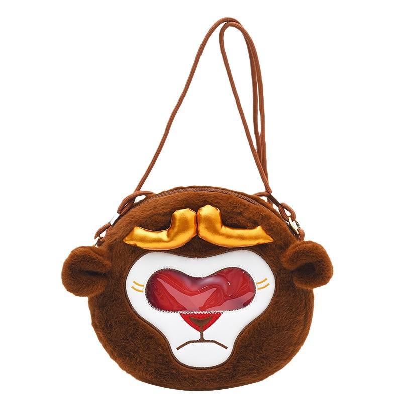 

Wukong Plush Crossbody Bag Casual Zipper Simple Shoulder Bag Mythical Monkey King Journey To The West Game Qitian Chinese Style