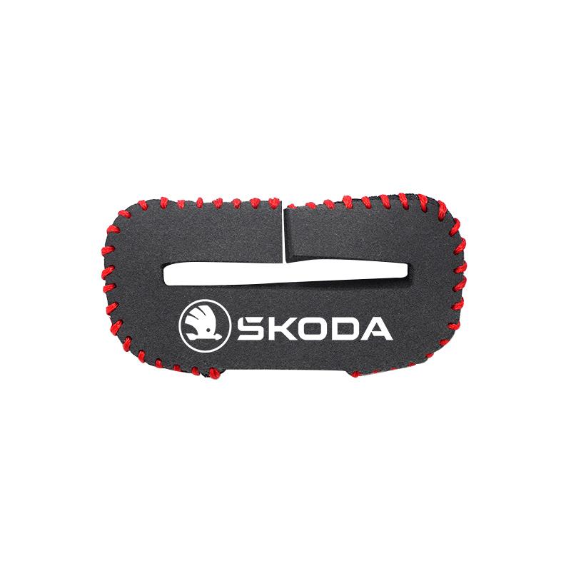 BEVX4 For New Skoda Octavia Kodiaq Fabia Safety Belt Buckle Cover for Anti-collision and Anti-scratch Protection Leather Cover