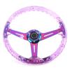 KIMISS 14-inch Car Racing Steering Wheel with Horn Button, Clear Acrylic, New Sport Steering Control for ATVs, Karts, and UTVs