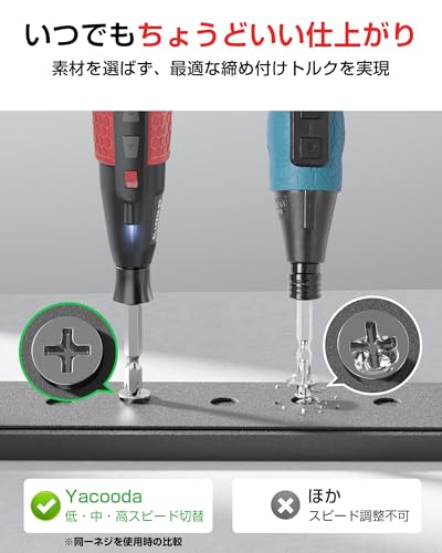 Yacooda Compact, Powerful Electric Screwdriver with 3-Level Torque Adjustment, High Concentricity and Reduced Bit Runout, Includes Storage Case, 16 Bi