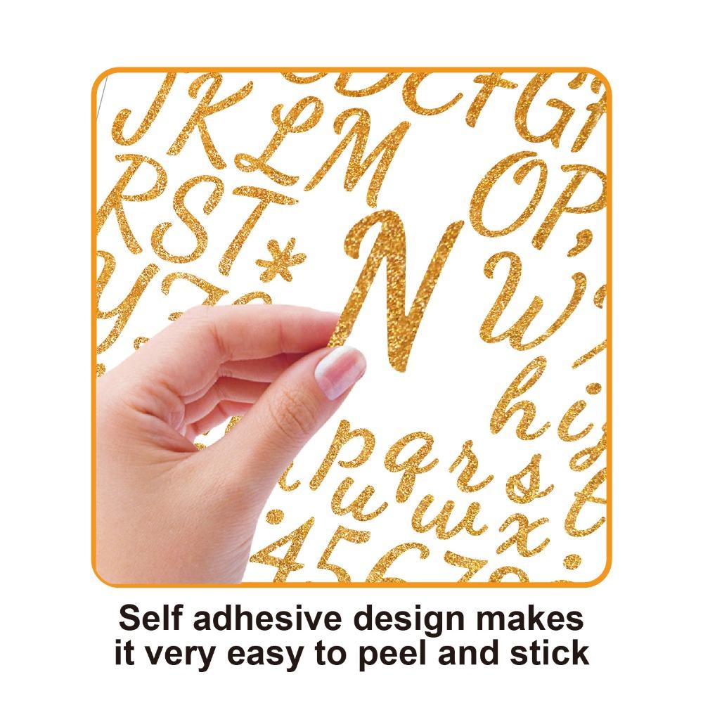 5 Arkuszy Angielski List a-Z Brokatowe Naklejki z Literami Błyszczące Srebrne Naklejki z Literami i Cyframi Scrapbooking