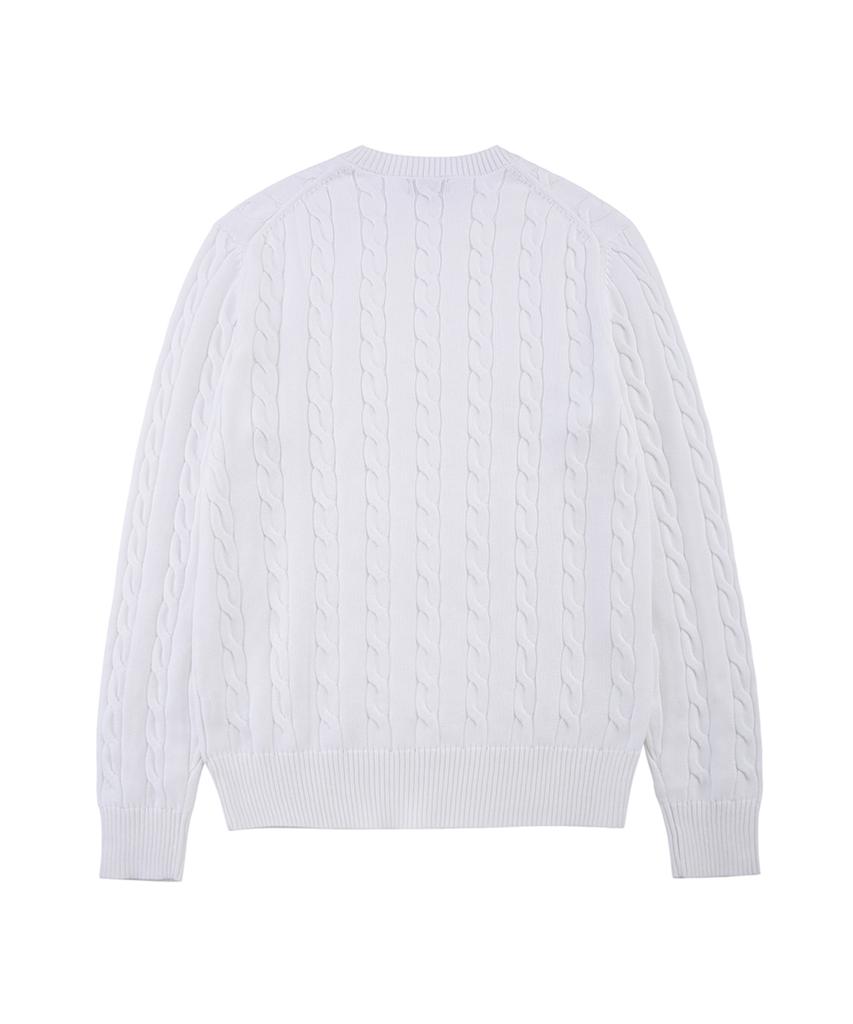BROOKS BROTHERS Cotton Cable Crew Neck Sweater (White) (Bbwrmf7368Aes)
