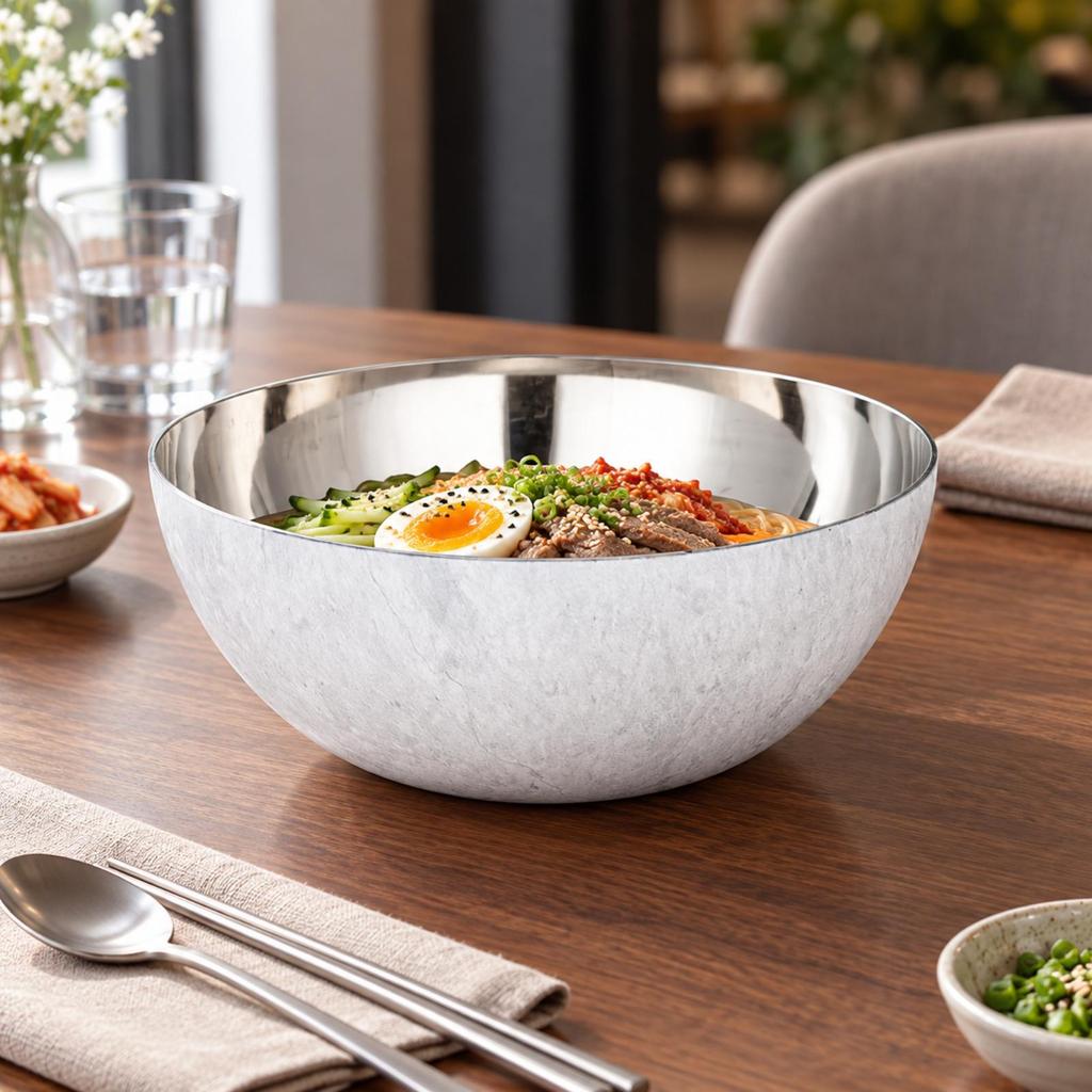 Food-Grade Stainless Steel Serving Bowl Easy to Clean with Wide